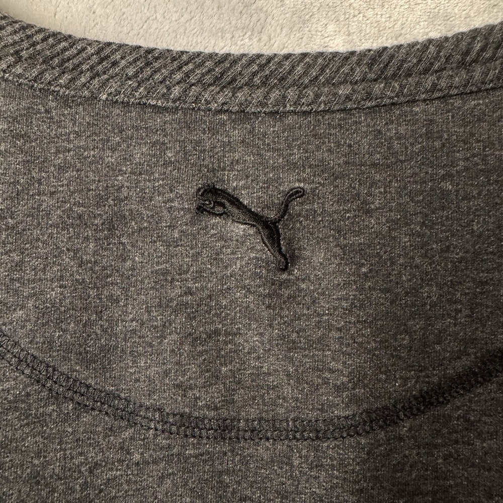 Puma Sweatshirt Women Medium Gray Dry Cell Crewneck Tonal Logo Athletic - Picture 5 of 8